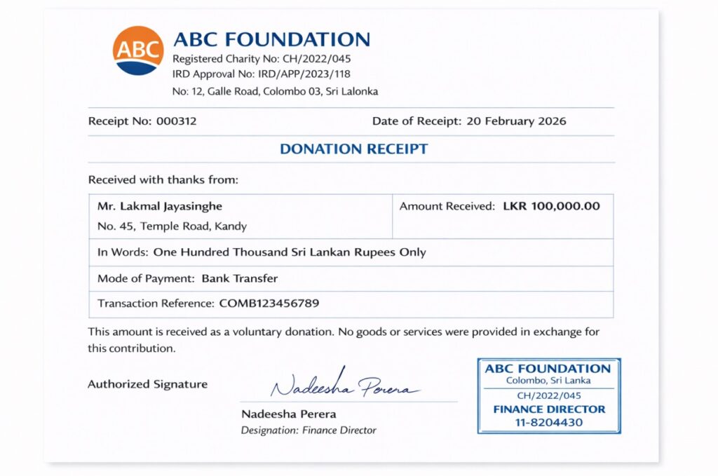 IRD-Compliant Donation Receipt 