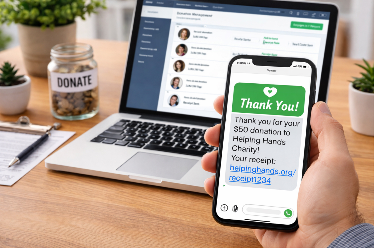 SMS Donation Receipt Software for Charity
