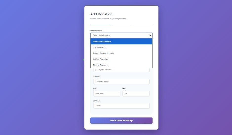 Generating IRS-Compliant Donation Receipts